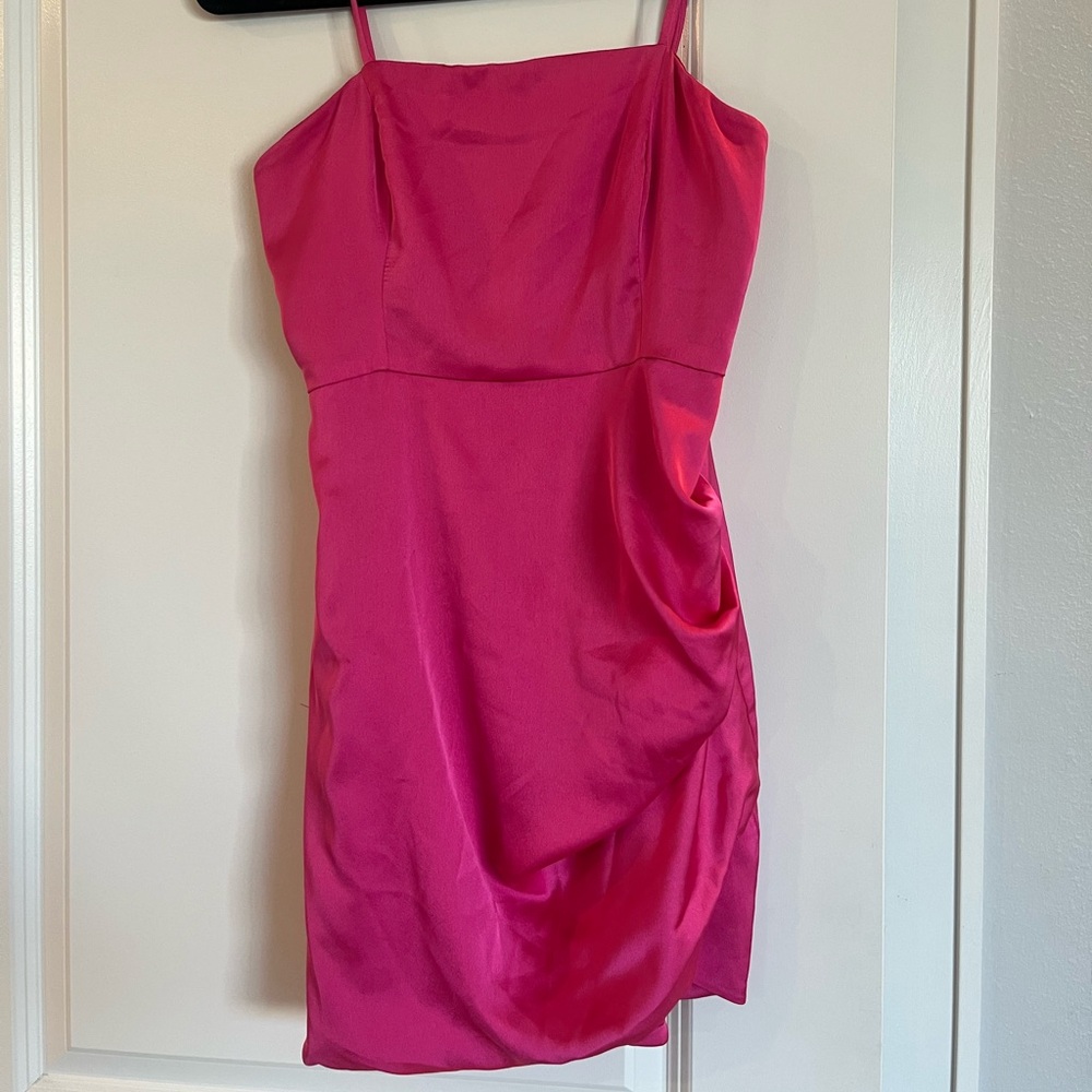 Pink Satin Mini Dress